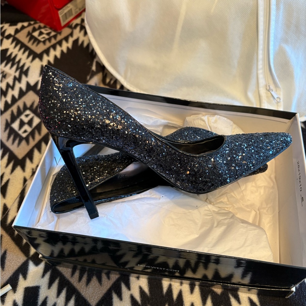 Nine West Black Sparkle Heels